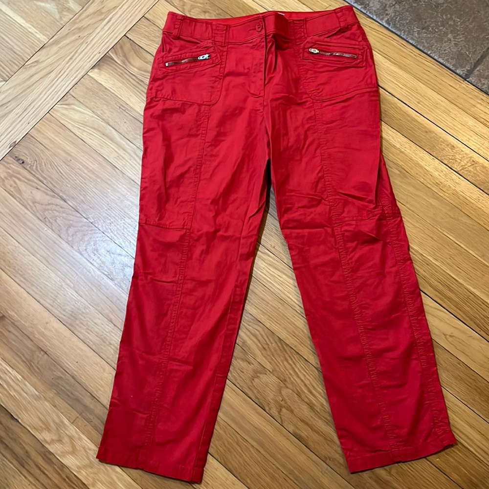 Chico's Bright Red Cropped Cargo-Style Pants